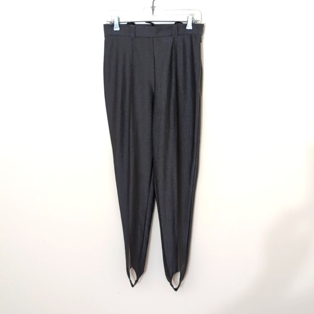 Olsen| Grey Sparkly Shiny Stirrups Side Zippered Pants Tricetat Blend
